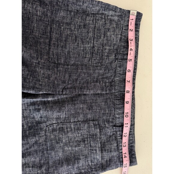 Theory Livedale Wide Leg Crop Pants Women Size 4 Blue Tierra Wash Linen Blend - Picture 6 of 11